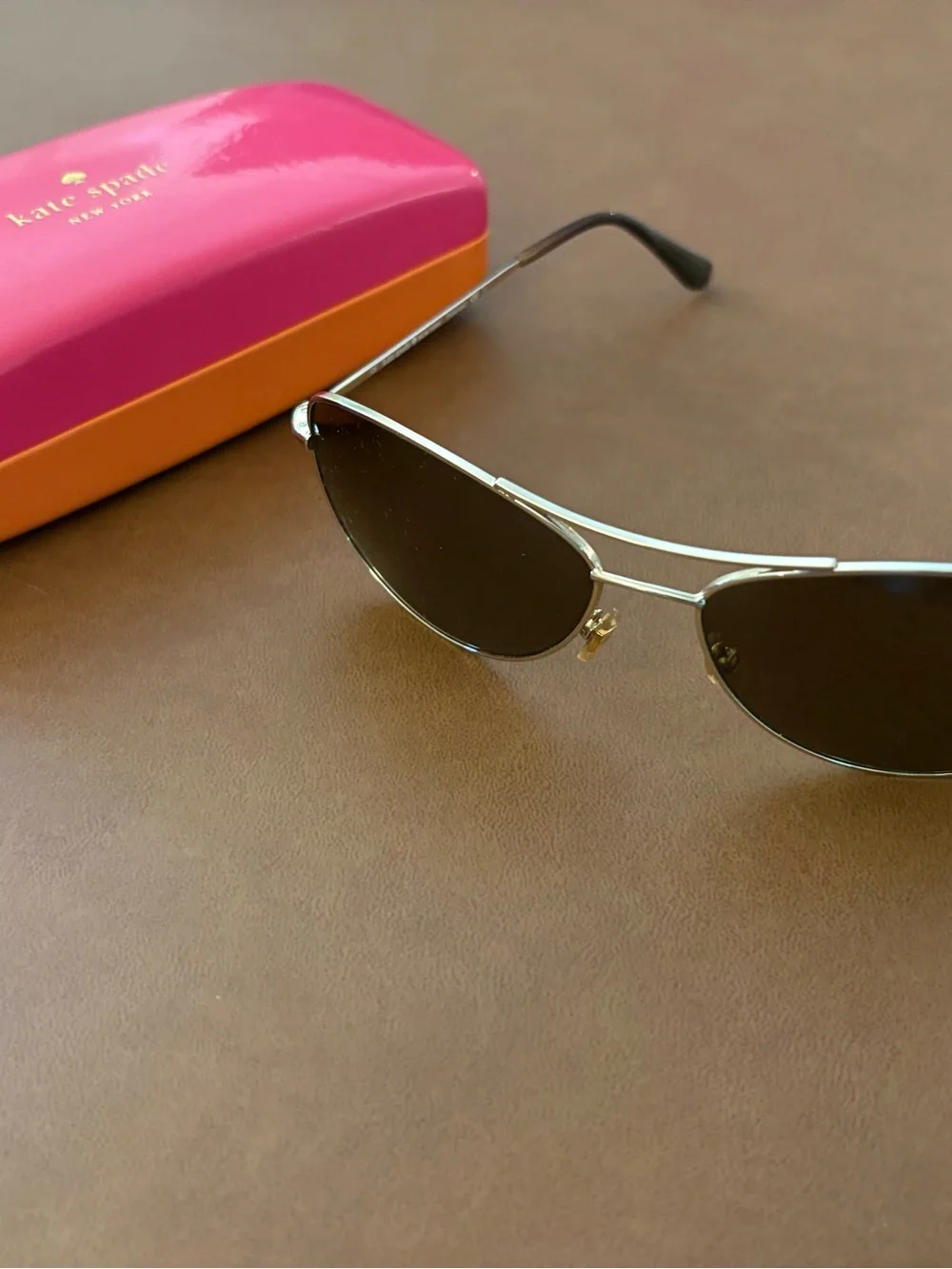 Kate Spade Aviator Sunglasses with Pink & Orange Eyewear Case